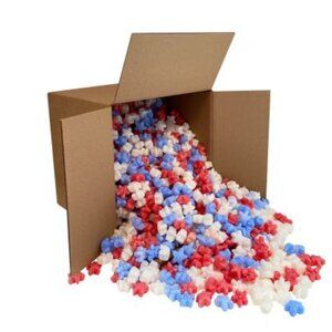 Red White And Blue Star Shaped Packing Peanuts 1.5 Cubic Feet